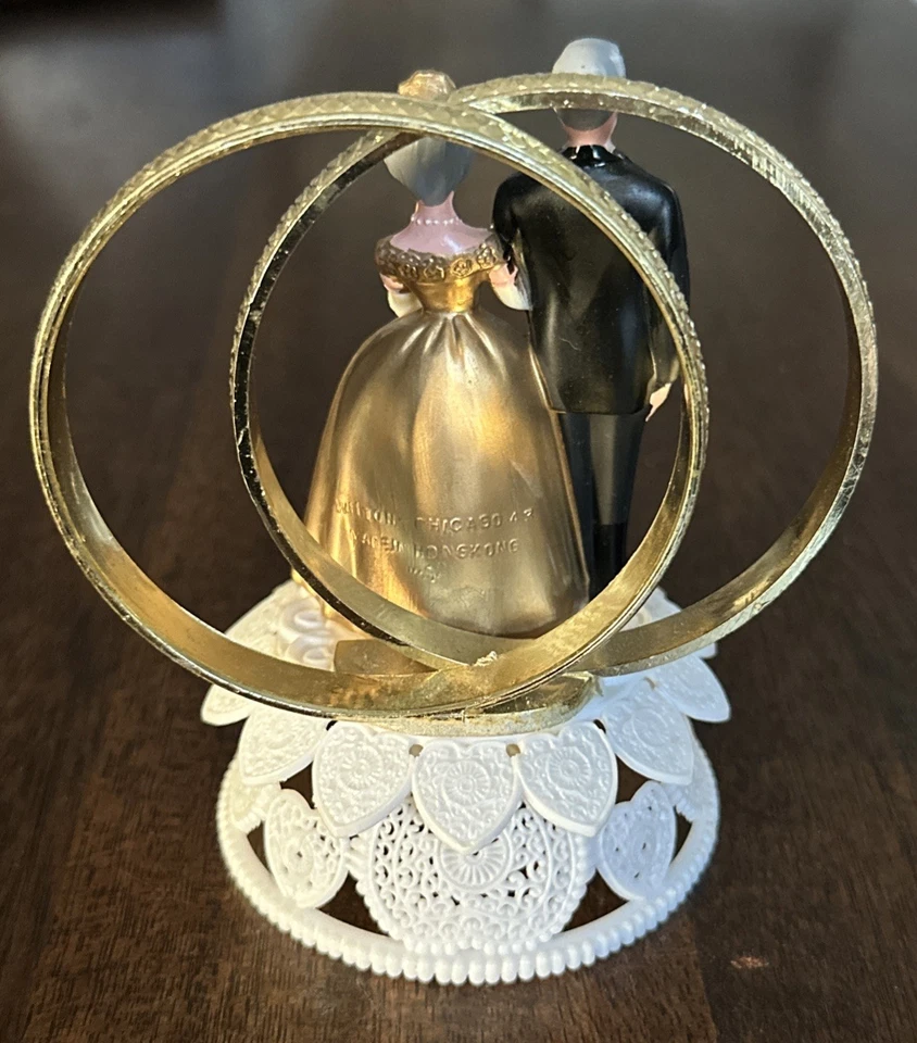 "Pastel de boda vintage Wilton aniversario 50 aniversario novia y novio 7,5""" Foto 3 de 4