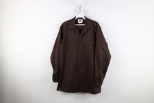 Vintage 90s Dickies Mens 15 15.5 32/33 Workwear Mechanic Button Shirt Brown USA