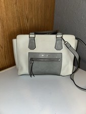 G by GUESS Medium White Gray Logo Satchel Zip Detachable Strap