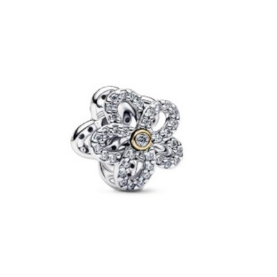 Bead - Silber - Pavé Blume Offenes Charm
