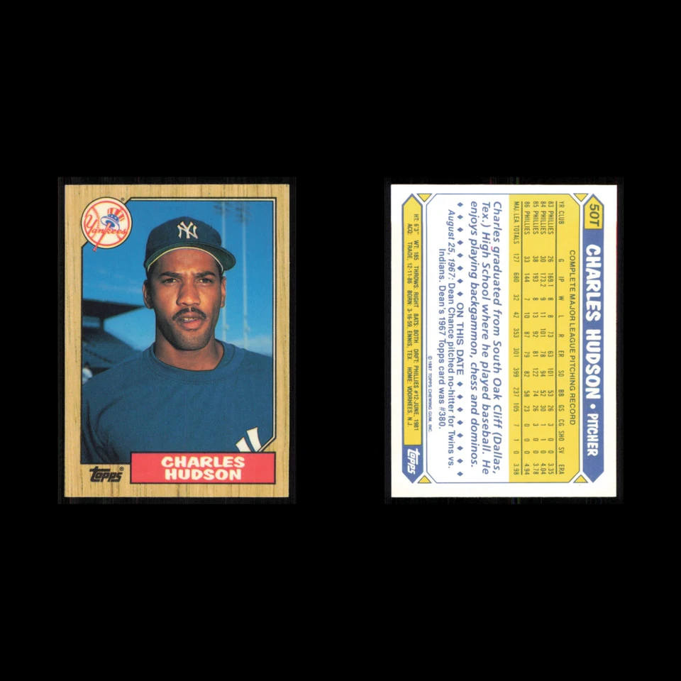 Charles Hudson #50T 1987 Tiffany Topps Traded New York Yankees Baseball Card MLB - Image 3 of 3