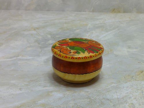 Pastillero de baratija de madera vintage contenedor redondo girado a mano con tapa - Imagen 3 de 5