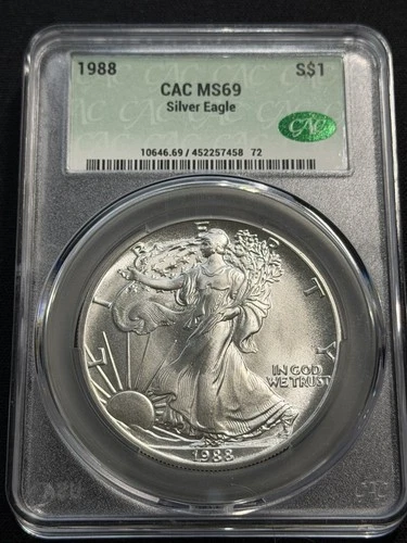 1988 American Silver Eagle MS69 CAC 1 Ounce Oz. .999 Silver Round 🔥