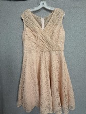 Mori Lee By Madeline Gardner Dress Womens 20 Blush Lace Fit & Flare V Neck Knee