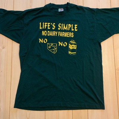 Vintage Life's Simple No Dairy Farmers Cheese Milk Single Stitch T-Shirt Size XL