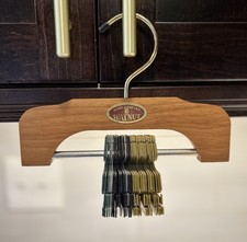 Vintage Walnut Tie Hanger Rack Wooden Rotating Hook Organizer