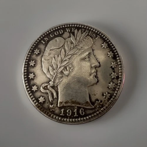 1916-D 25C Barber Quarter Cleaned - XF/AU Amazing Detail