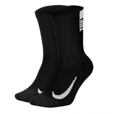 New NWT Nike Multiplier Crew Running Socks 2 Pack Black Women's 6-10 Men's 6-8