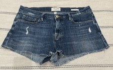    FRAME Denim Le Cutoff Distressed Raw Hem Denim Shorts - Women  s Size 28