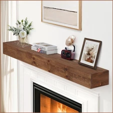G GOOD GAIN Fireplace Mantel 60inch - Solid Wood Mantel Shelf Handcrafted Rustic