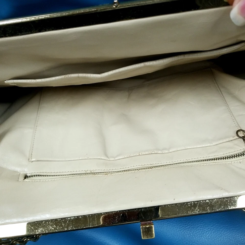 Cartera de colección 16x12 punta de aguja negra con rosas rosas rosas latón + cadena de cuero Foto 2 de 4