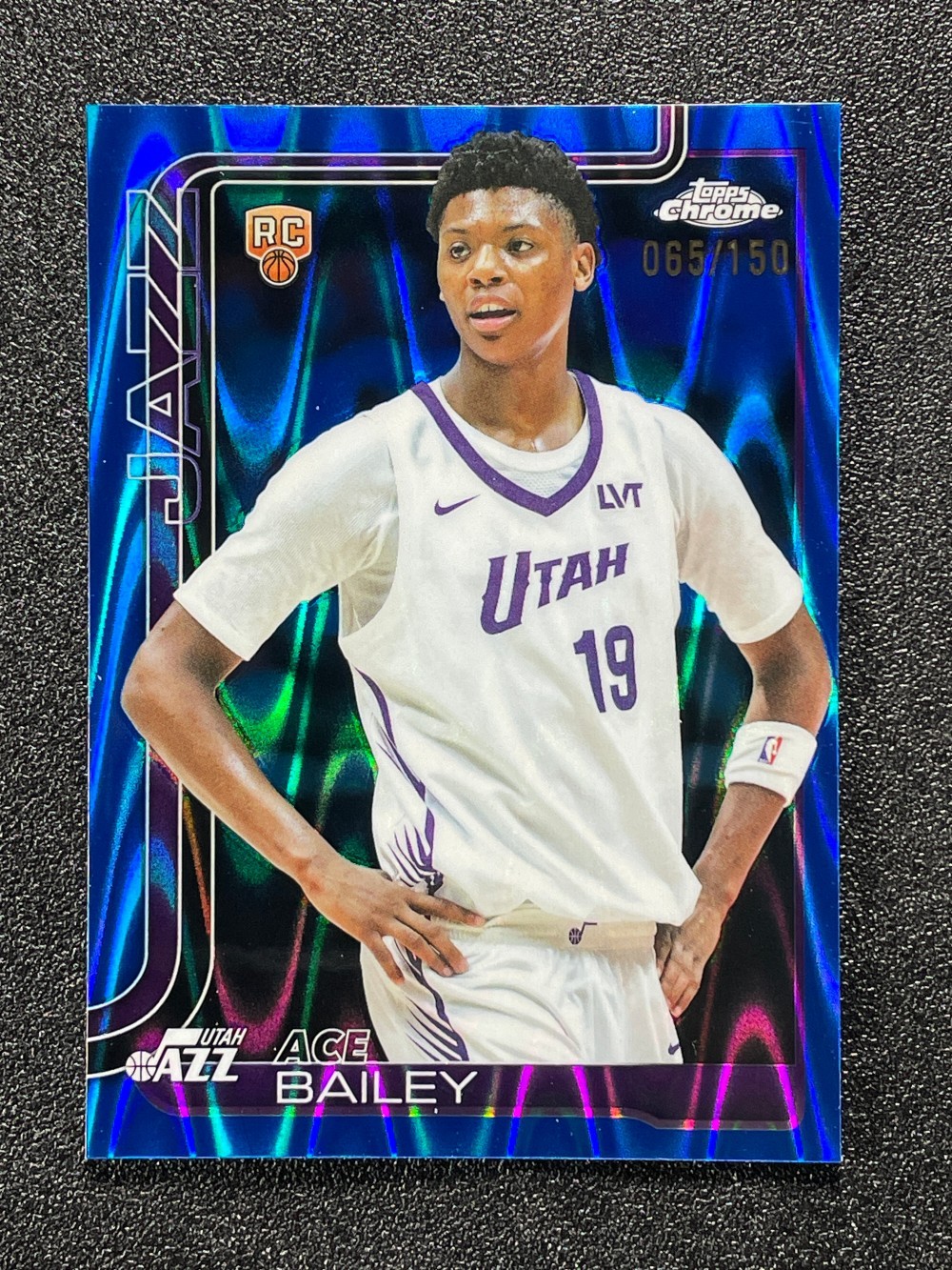 2025-26 Topps Chrome Ace Bailey #255 Blue Raywave Refractor Rookie RC /150