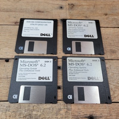 MS-DOS 6.2 Floppy Disk Lot Dell Disk 1 3 + DOS ISA Config Utility 3.5  VTG