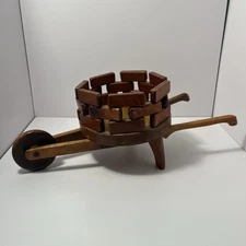 Stunning Vintage Wood Wheelbarrow Planter, Plant Stand Basket