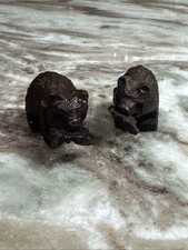 Set Of 2 Vintage Ironwood Bear Cubs With Fish...
