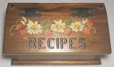 MCM Wooden Handpainted Strawberries Recipe Bo...