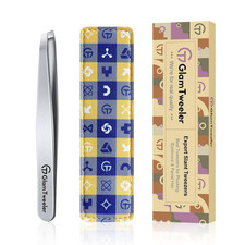 Expert Slant Tip Tweezers with Leather Case, Sharp Precision Stainless Steel