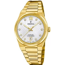 FESTINA F20058/1 Ladies Gold Tone Stainless Steel Date Sapphire Glass Swiss Made