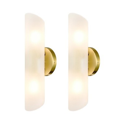 DAYCENT Modern Brass Wall Sconces Set of Two Frosted Glass Wall Light Fixture...
