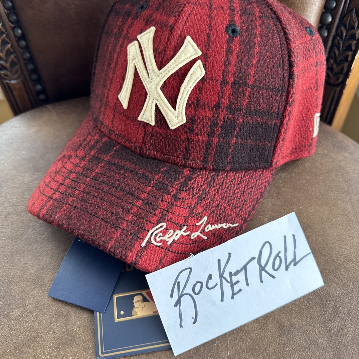 Team NEW YORK YANKEES POLO USA Ralph Lauren RED Plaid Fitted