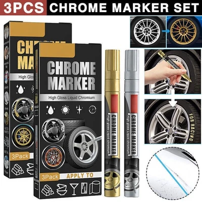MARKENLOS 3-teiliges Flüssigspiegel-Chrom-Marker-Set DIY-Autolack-Stifte Metallic-Marker