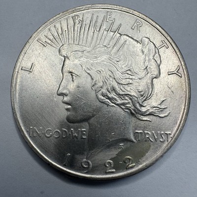 1922-P Silver Peace Dollar US Coin, $1.00, as Shown in Picture