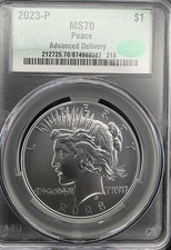2023-P Peace Dollar $1 CAC MS70 Advanced Delivery 1oz .999 Fine Silver Gem BU