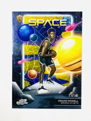 2025-26 TOPPS CHROME COSMIC DRAKE POWELL RC SPACE WALK GOLD 13/50 NETS