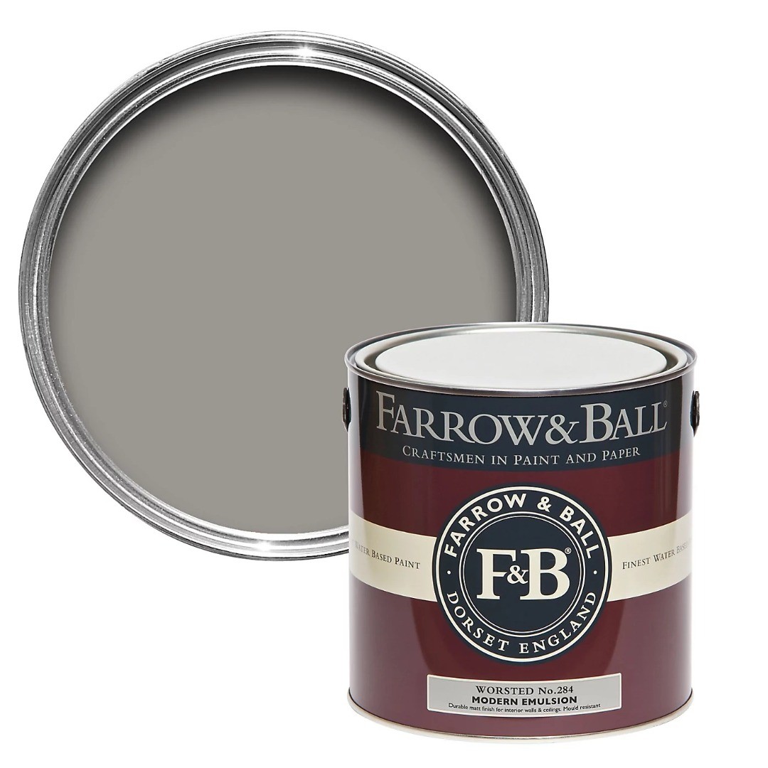 Farrow & Ball Modern Emulsion Matt Paint For Walls Ceilings Worsted No.284 2.5L