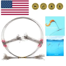 Fishing Leaders, Fish Line Stainless Steel Wire with Swivels Snap Connect Fis...
