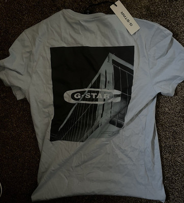 G-Star RAW Men s Blue Graphic Logo Crew Neck Short Sleeve T-Shirt Size S