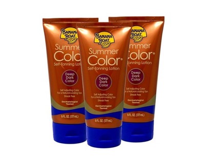 3 Pack Banana Boat Summer Color Self-Tanning Lotion, Deep Dark Color, 6 fl oz