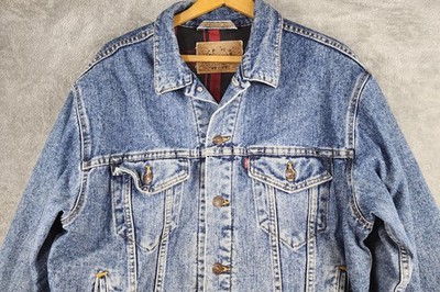 Vintage Levi's Denim Jacket Mens Medium Blue Trucker Flannel Lined