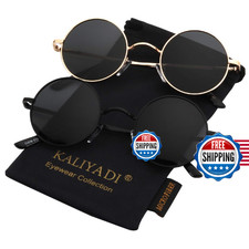 KALIYADI Round Polarized Sunglasses Men Women Retro Metal Hippie Circle Style