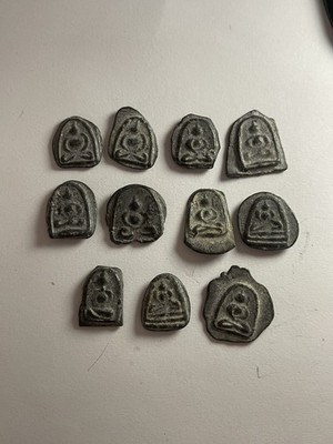 Lot of 11 Thai Mini Buddha Amulets Vintage Metal Buddhist Pendants