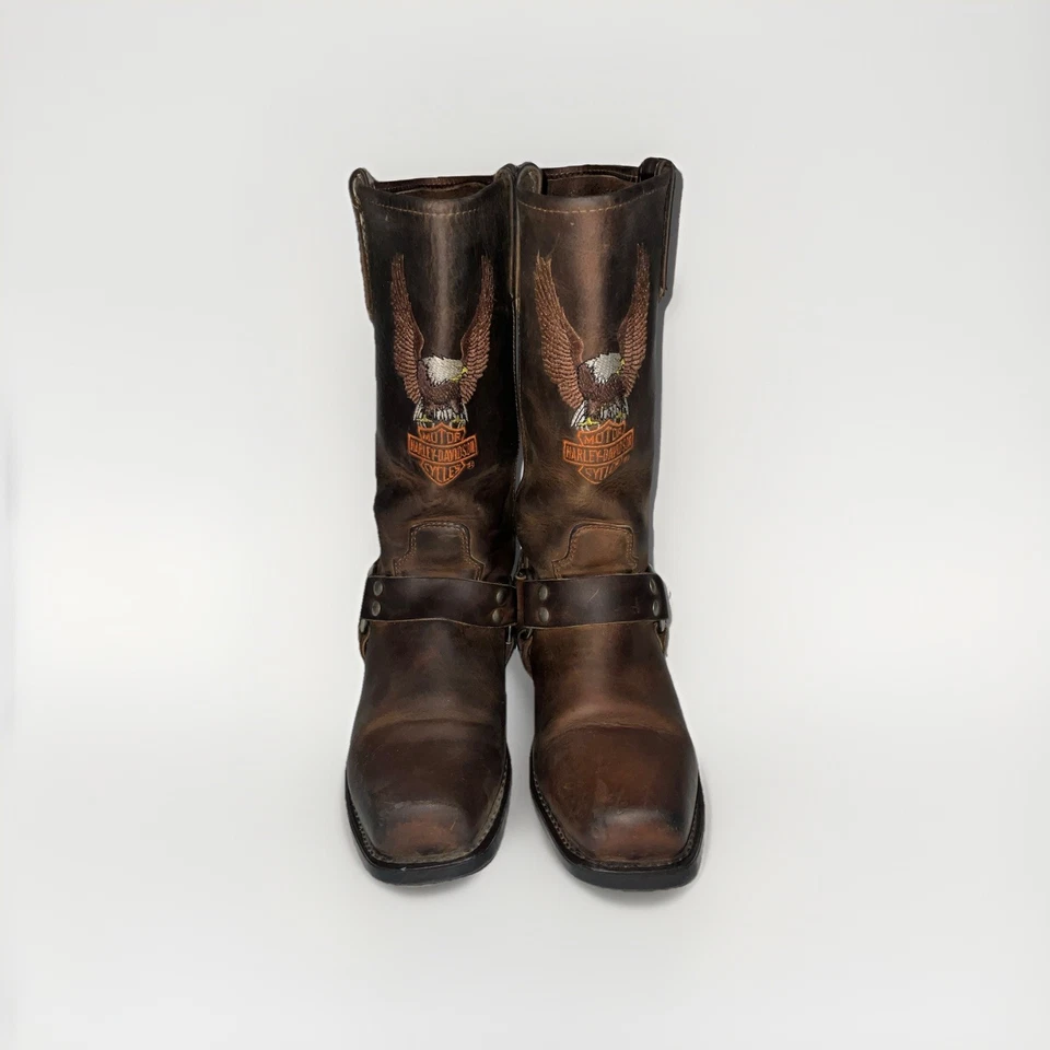 Harley Davidson Leather Boots Sierra with embroidered HD Eagle insignia Men 8 D - Image 2 of 4