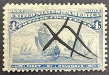 US 1893 Scott # 233 Used Stamp Fleet of Columbus 4c Columbian Exposition Issue