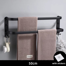 Towel Hanger Wall Mounted 30-50 CM Towel Rack Bathroom Aluminum Black Towel Bar 