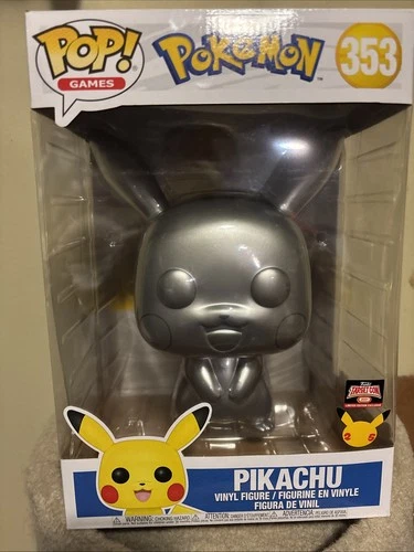 Funko Pop! Vinyl Jumbo 10 in: Pokémon - Pikachu (Metallic) (Silver) (Jumbo) -...