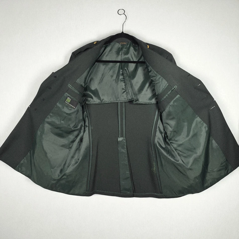 Vintage US Army Green Dress Uniform Jacket Men 43R Military Gold Button Blazer - Image 2 of 4