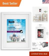 11x14 Picture Frame with Shatter-Resistant Glass - Use as 8x10 Frame with Mat...