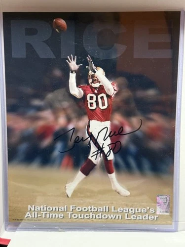 Jerry Rice Signed 8x10 All Time NFL TD Leader Photo Jerry Rice Hologram HOF 49er