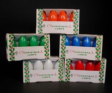 5 4 PACKS Orange Green Blue White Red C-9 Northern Lights Bulbs Christmas Lamps