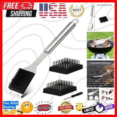 16.5  BBQ Grill Brush & Scraper Set - Durable Stainless Steel Cleaning Tools