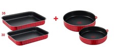 4 Tefal Tempo Flame Oven Trays Round &Rectangle Non Stick Coated In France