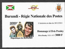 Elvis Presley Stamp sheet imperforate mnh music singer Rock & Roll Burundi 2011