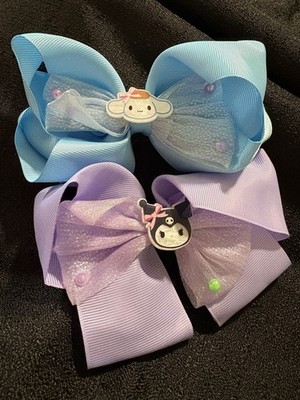 Sanrio Kuromi & Cinnamoroll Girls Hair Clips Blue Purple Bow Beaded Set