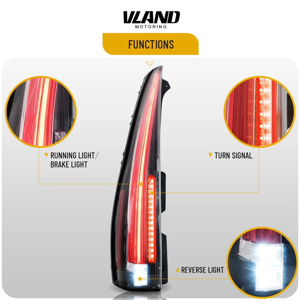 Пара светодиодных задних фонарей для Cadillac Escalade/ESV 2007-2014 со встроенными прозрачными линзами - Изображение 3 из 4