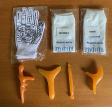 NEW Reflexology Socks and Glove with 4 Acupressure Acupoint Massage Tools Set
