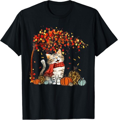 It's Fall Y'all Cat Leaf Fall Tree Hello Autumn Thanksgiving T-Shirt